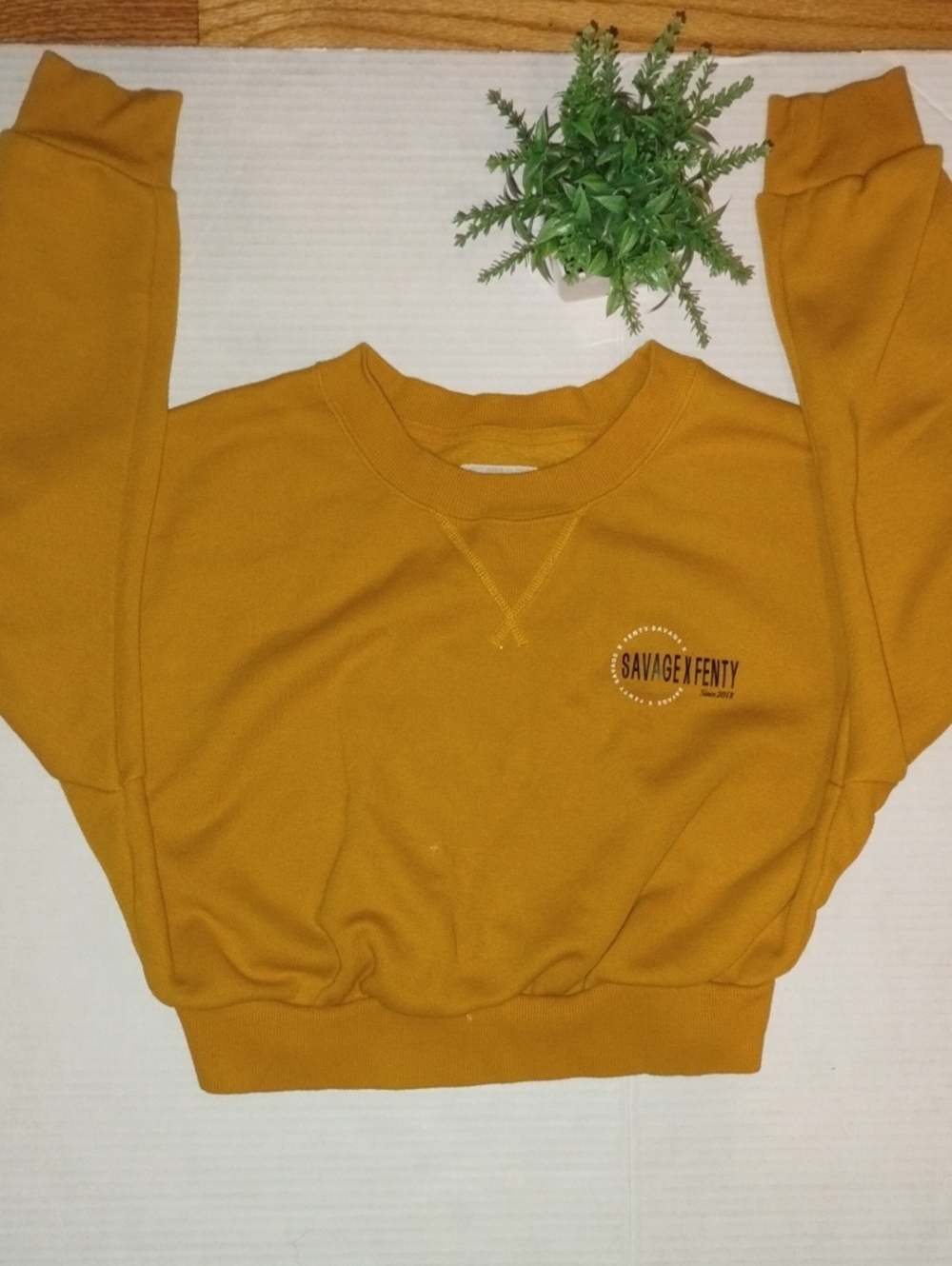 Savage X Fenty Cropped Sweatshirt. Women's size Small. Golden Yellow color.